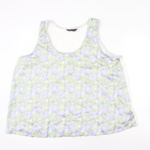 Marks and Spencer Womens Multicoloured Geometric Viscose Basic Tank Size 20 Round Neck