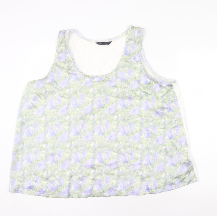 Marks and Spencer Womens Multicoloured Geometric Viscose Basic Tank Size 20 Round Neck