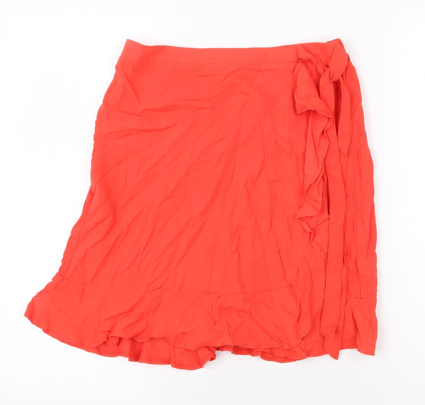 New Look Womens Red Viscose Wrap Skirt Size 8 Tie