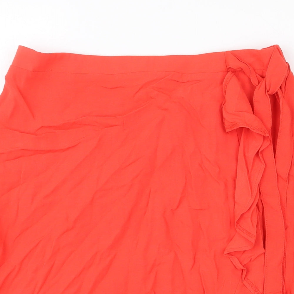 New Look Womens Red Viscose Wrap Skirt Size 8 Tie