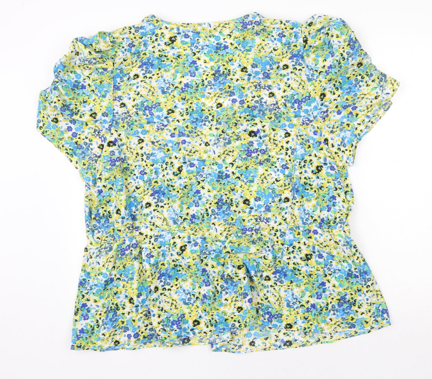 Marks and Spencer Womens Multicoloured Floral Polyester Basic T-Shirt Size 22 V-Neck