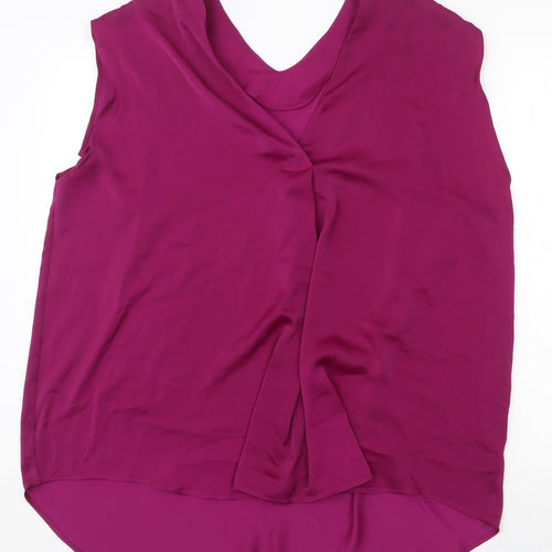 Marks and Spencer Womens Purple Polyester Basic Blouse Size 22 V-Neck