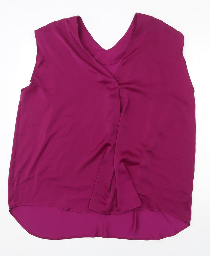 Marks and Spencer Womens Purple Polyester Basic Blouse Size 22 V-Neck