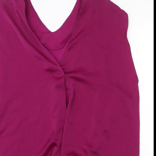 Marks and Spencer Womens Purple Polyester Basic Blouse Size 22 V-Neck