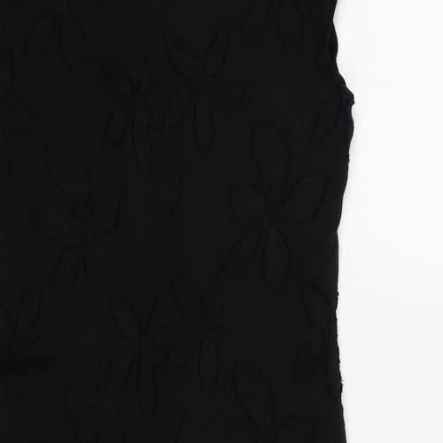 George Womens Black Geometric Polyester Shift Size 10 Round Neck Zip