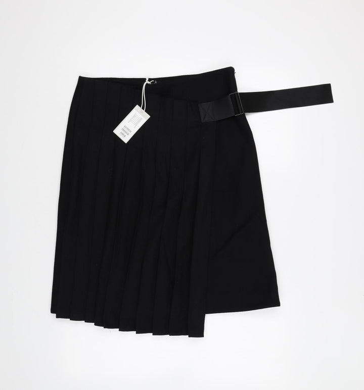 COS Womens Black Wool Wrap Skirt Size 12 Zip