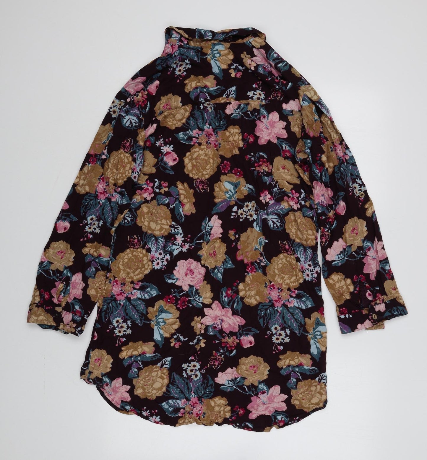 Marks and Spencer Womens Multicoloured Floral Viscose Top Dress Size 8 Button