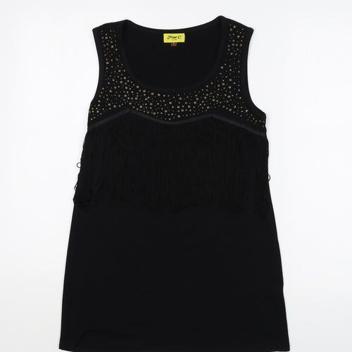 Max C London Womens Black Cotton Basic Tank Size 8 Round Neck