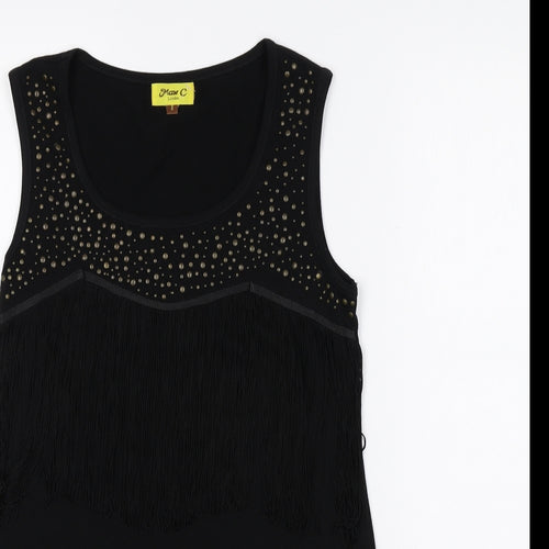 Max C London Womens Black Cotton Basic Tank Size 8 Round Neck