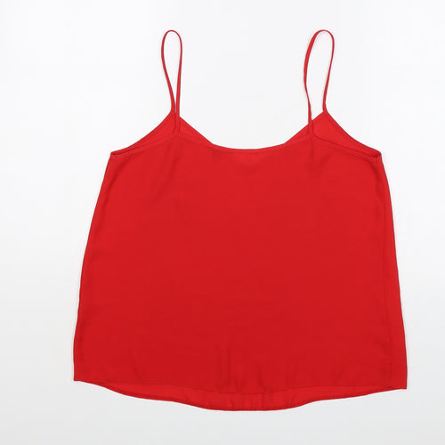 Preworn Womens Red Polyester Basic Tank Size 10 V-Neck