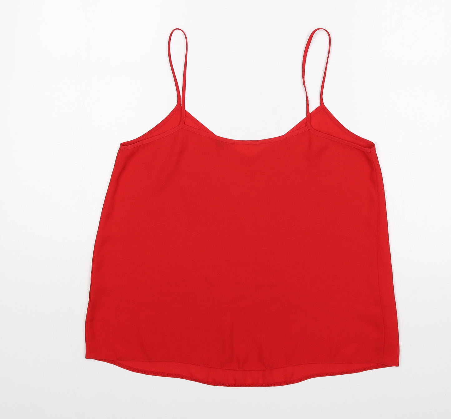 Preworn Womens Red Polyester Basic Tank Size 10 V-Neck