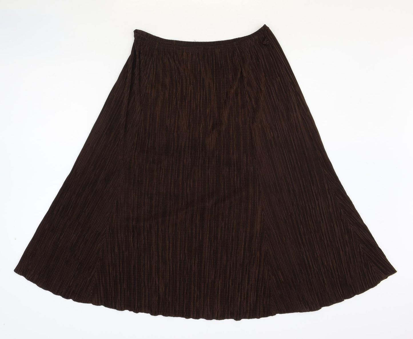 BASSINI Womens Brown Polyester Pleated Skirt Size L