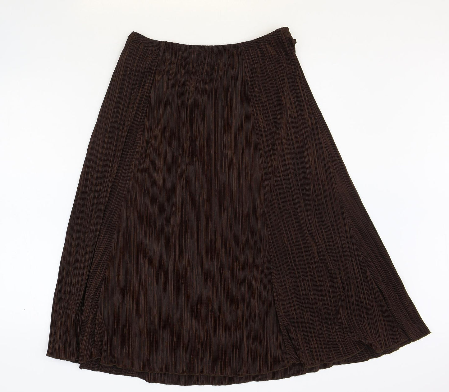 BASSINI Womens Brown Polyester Pleated Skirt Size L