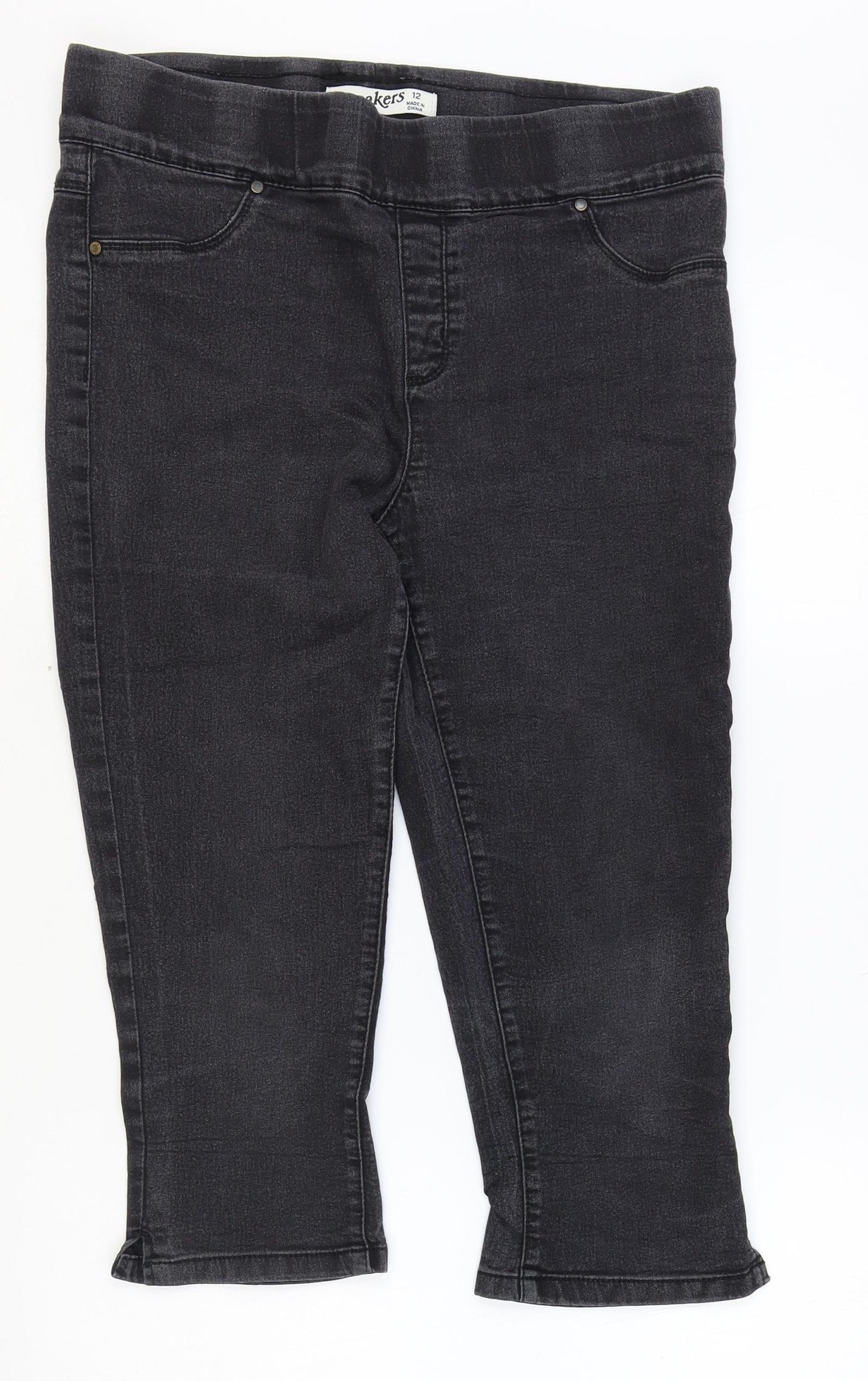 Breakers Womens Black Cotton Cropped Trousers Size 12 Regular