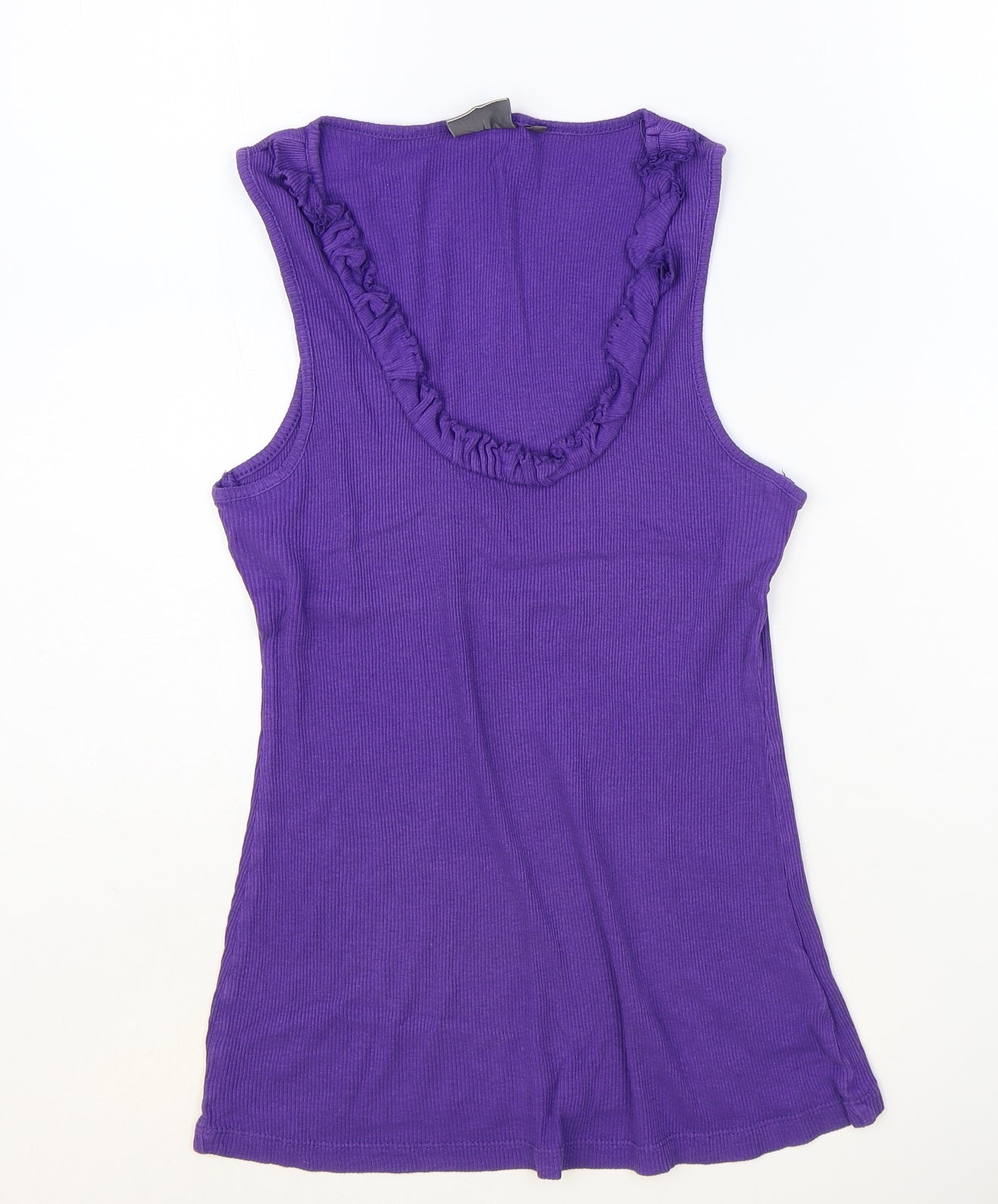 Miss Fiori Womens Purple Cotton Basic Tank Size 10 Scoop Neck - Ribbed