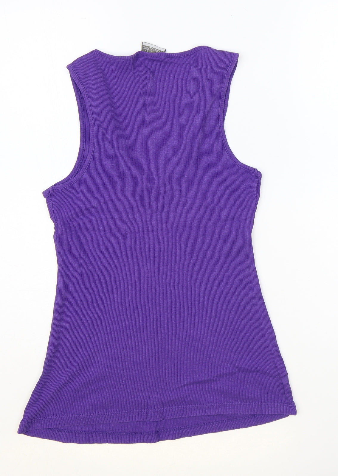 Miss Fiori Womens Purple Cotton Basic Tank Size 10 Scoop Neck - Ribbed