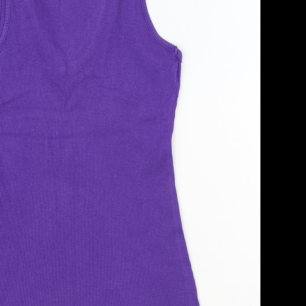 Miss Fiori Womens Purple Cotton Basic Tank Size 10 Scoop Neck - Ribbed