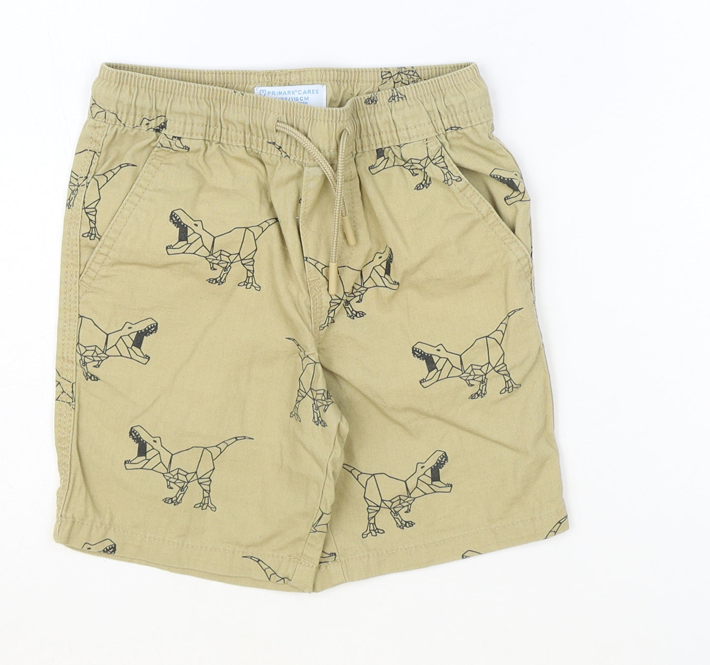 Primark Boys Brown Geometric Cotton Chino Shorts Size 4-5 Years Regular Tie - Dinosaur