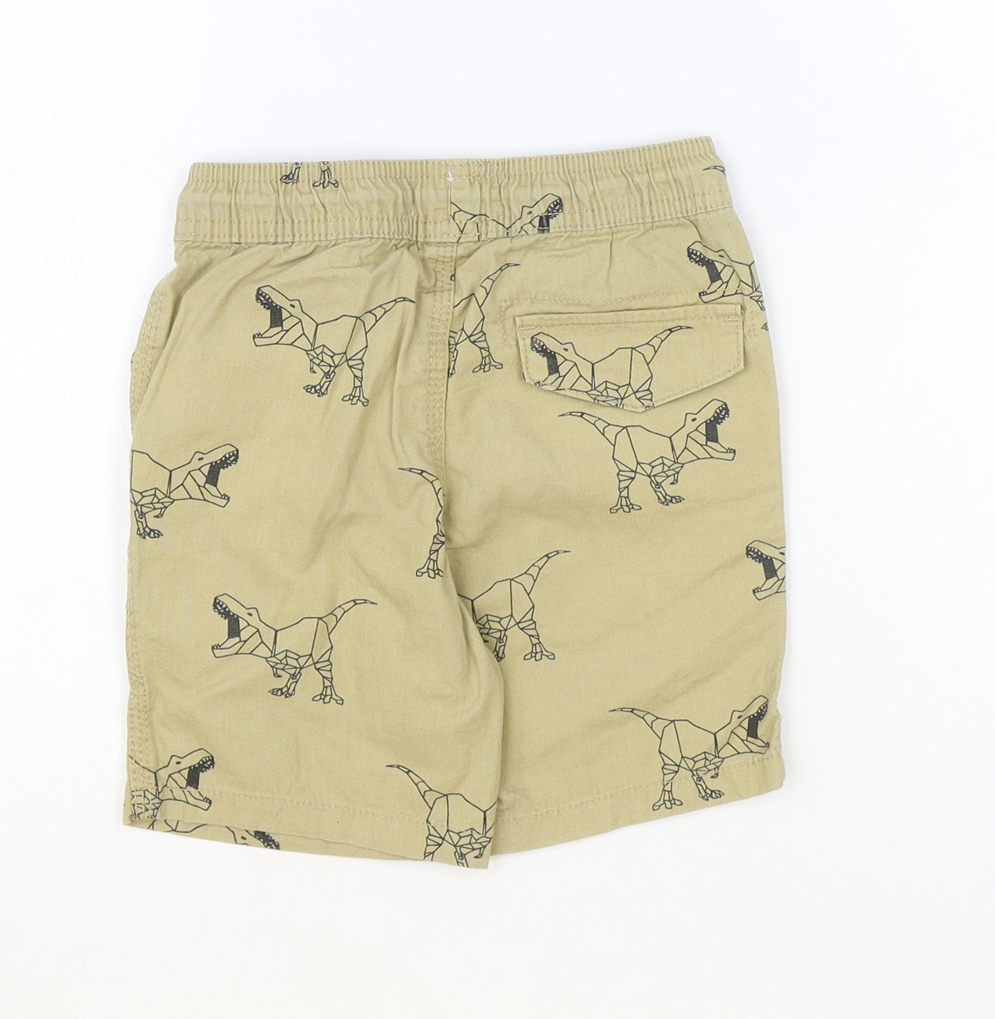 Primark Boys Brown Geometric Cotton Chino Shorts Size 4-5 Years Regular Tie - Dinosaur