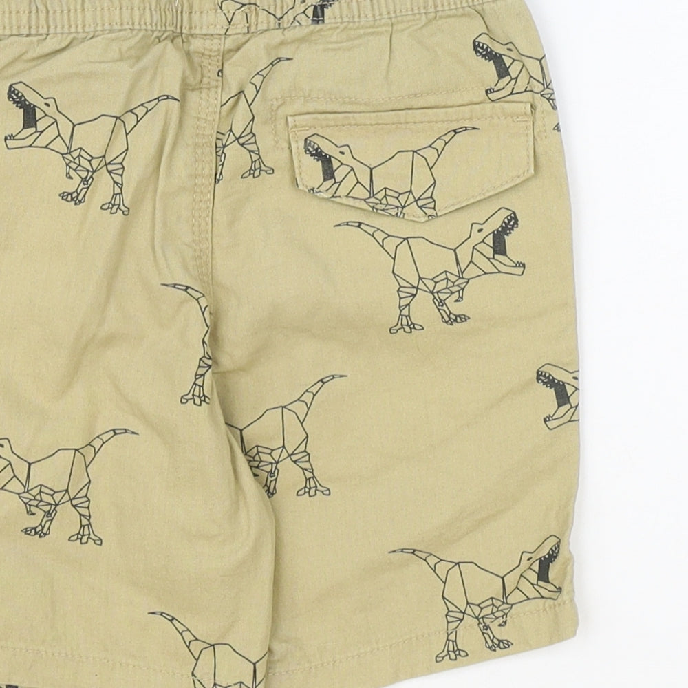 Primark Boys Brown Geometric Cotton Chino Shorts Size 4-5 Years Regular Tie - Dinosaur