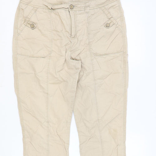 F&F Womens Brown Polyester Pedal Pusher Trousers Size 30 in Regular Zip