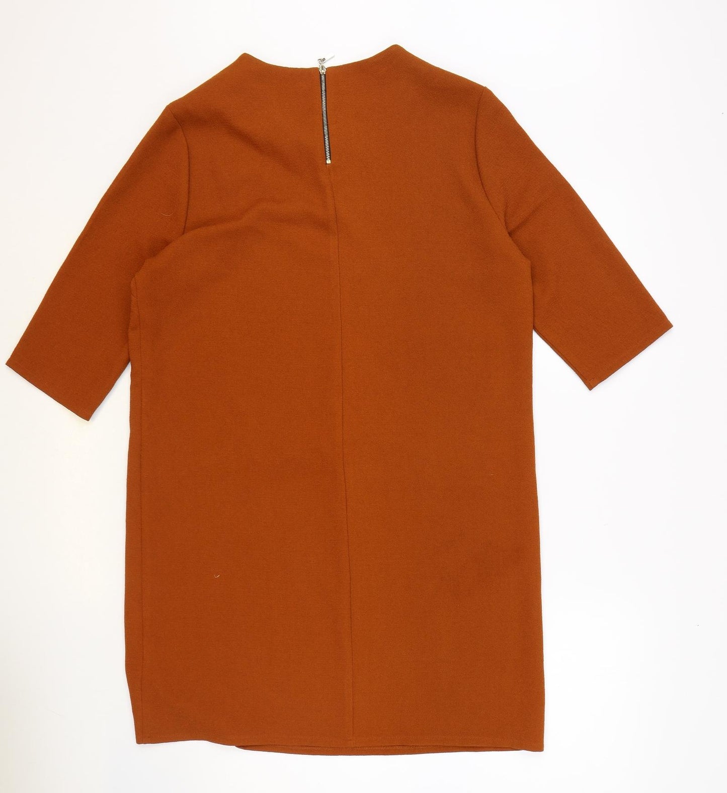 Atmosphere Womens Orange Polyester Shift Size 14 Round Neck Zip