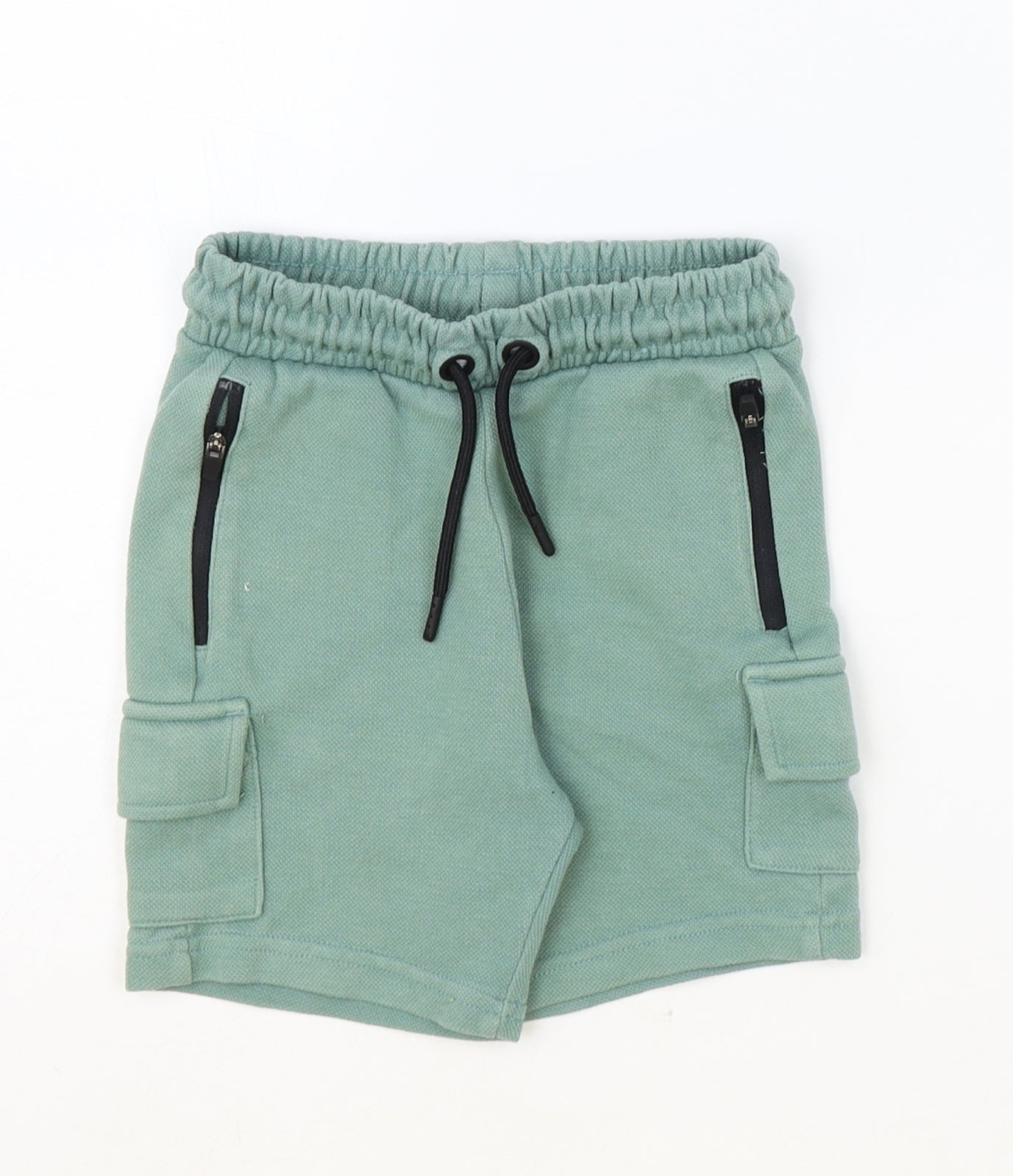 George Boys Green Cotton Sweat Shorts Size 4-5 Years Regular Tie