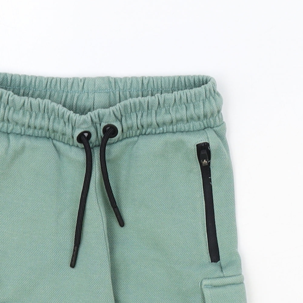 George Boys Green Cotton Sweat Shorts Size 4-5 Years Regular Tie