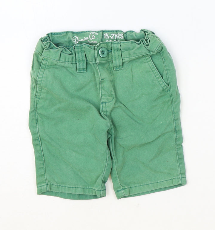 Denim & Co. Boys Green Cotton Cropped Jeans Size 12-18 Months Zip