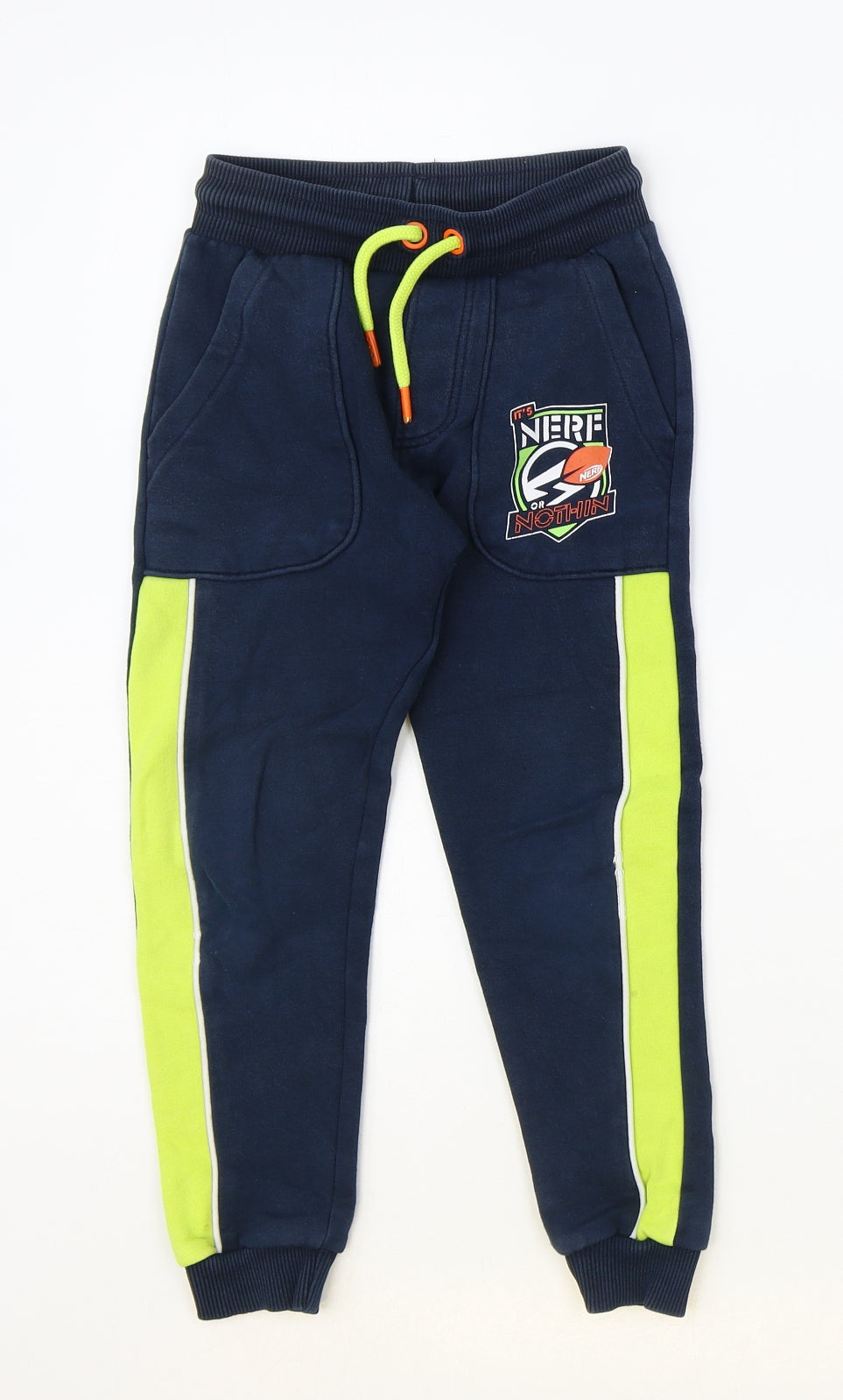George Boys Blue Cotton Jogger Trousers Size 5-6 Years Regular Tie - Nerf