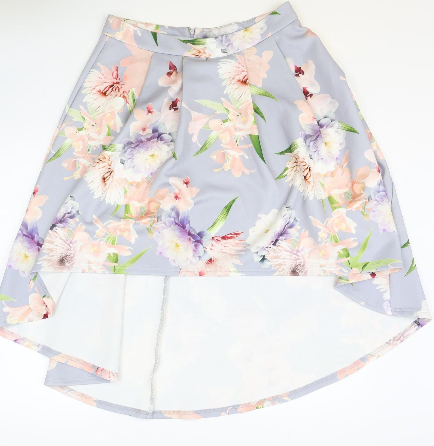 New Look Womens Blue Floral Polyester Tulip Skirt Size 14 Zip