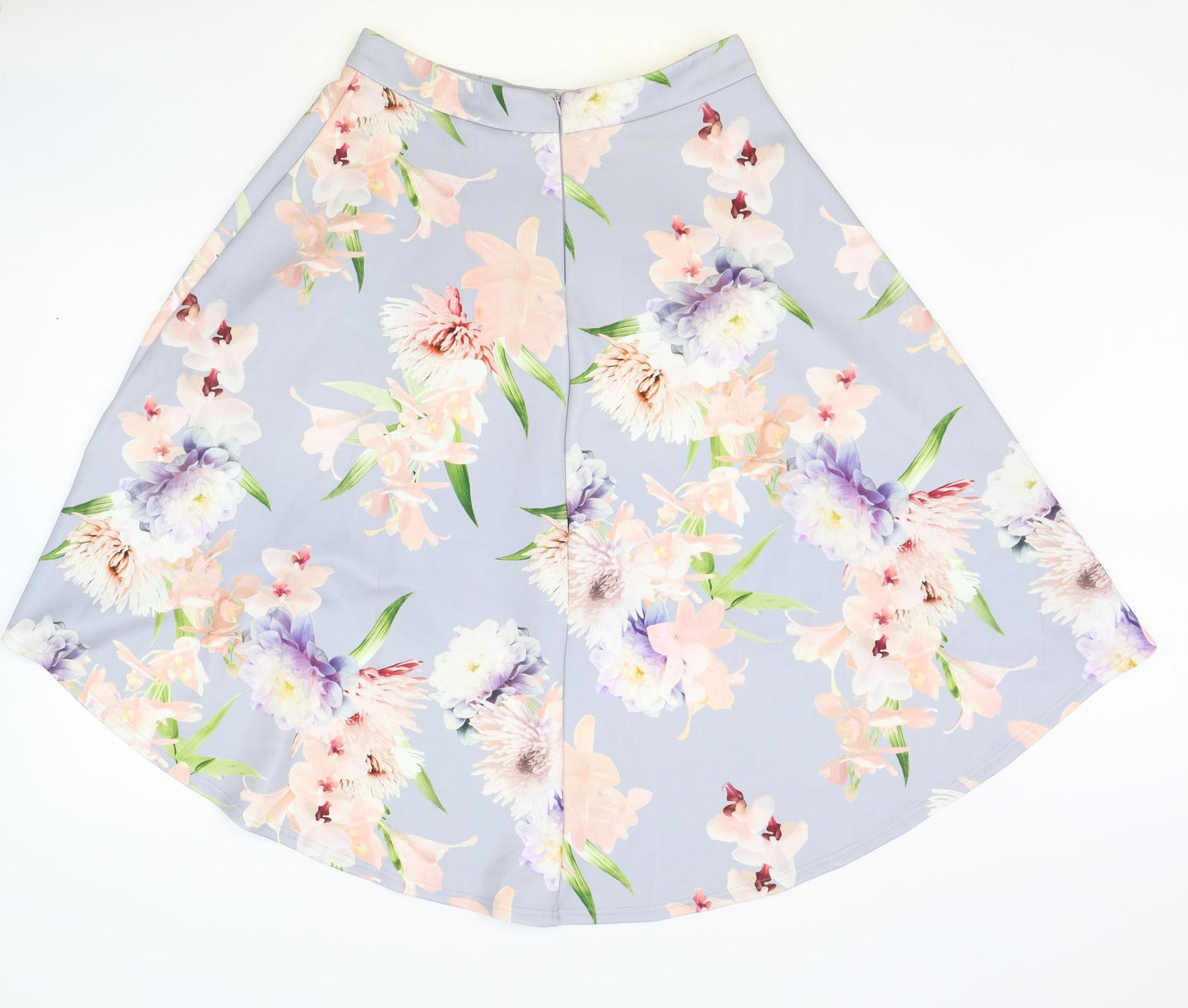 New Look Womens Blue Floral Polyester Tulip Skirt Size 14 Zip