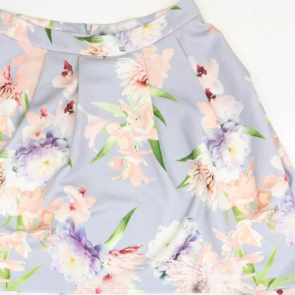 New Look Womens Blue Floral Polyester Tulip Skirt Size 14 Zip