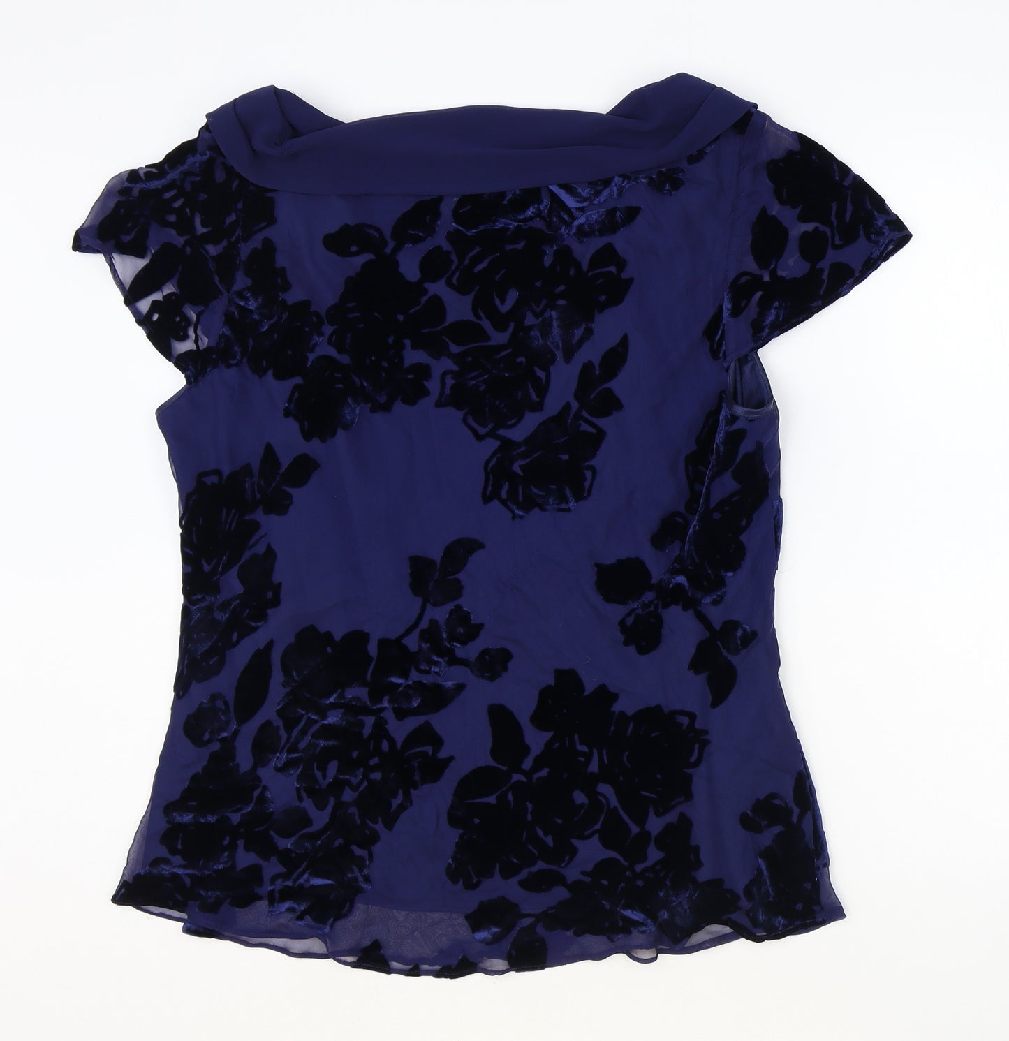 Jacques Vert Womens Blue Geometric Viscose Basic Blouse Size 20 Cowl Neck