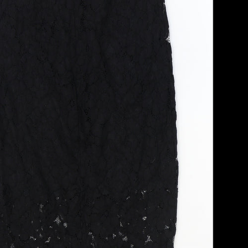 H&M Womens Black Geometric Cotton Straight & Pencil Skirt Size 6 Zip
