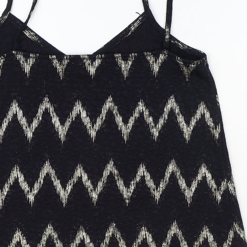 Topshop Womens Black Geometric Polyester Basic Tank Size 6 V-Neck