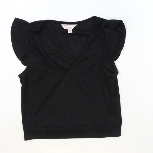 Miss Selfridge Womens Black Polyester Basic Tank Size 8 V-Neck