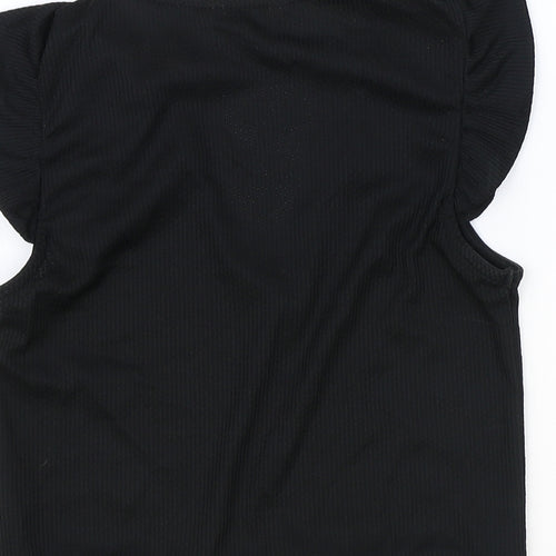 Miss Selfridge Womens Black Polyester Basic Tank Size 8 V-Neck
