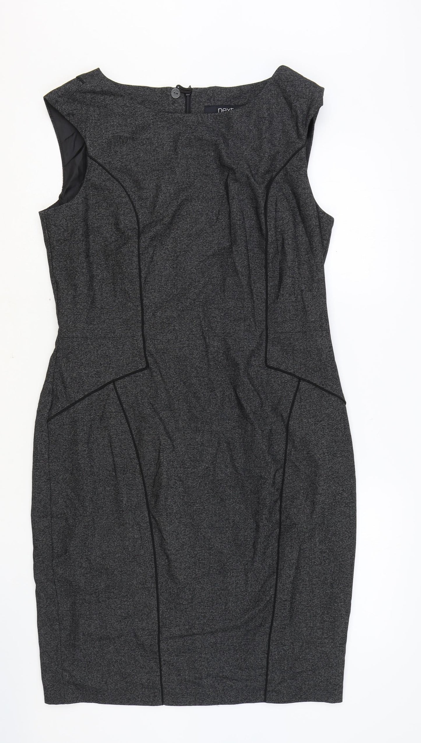 NEXT Womens Grey Polyester Pencil Dress Size 12 Boat Neck Zip