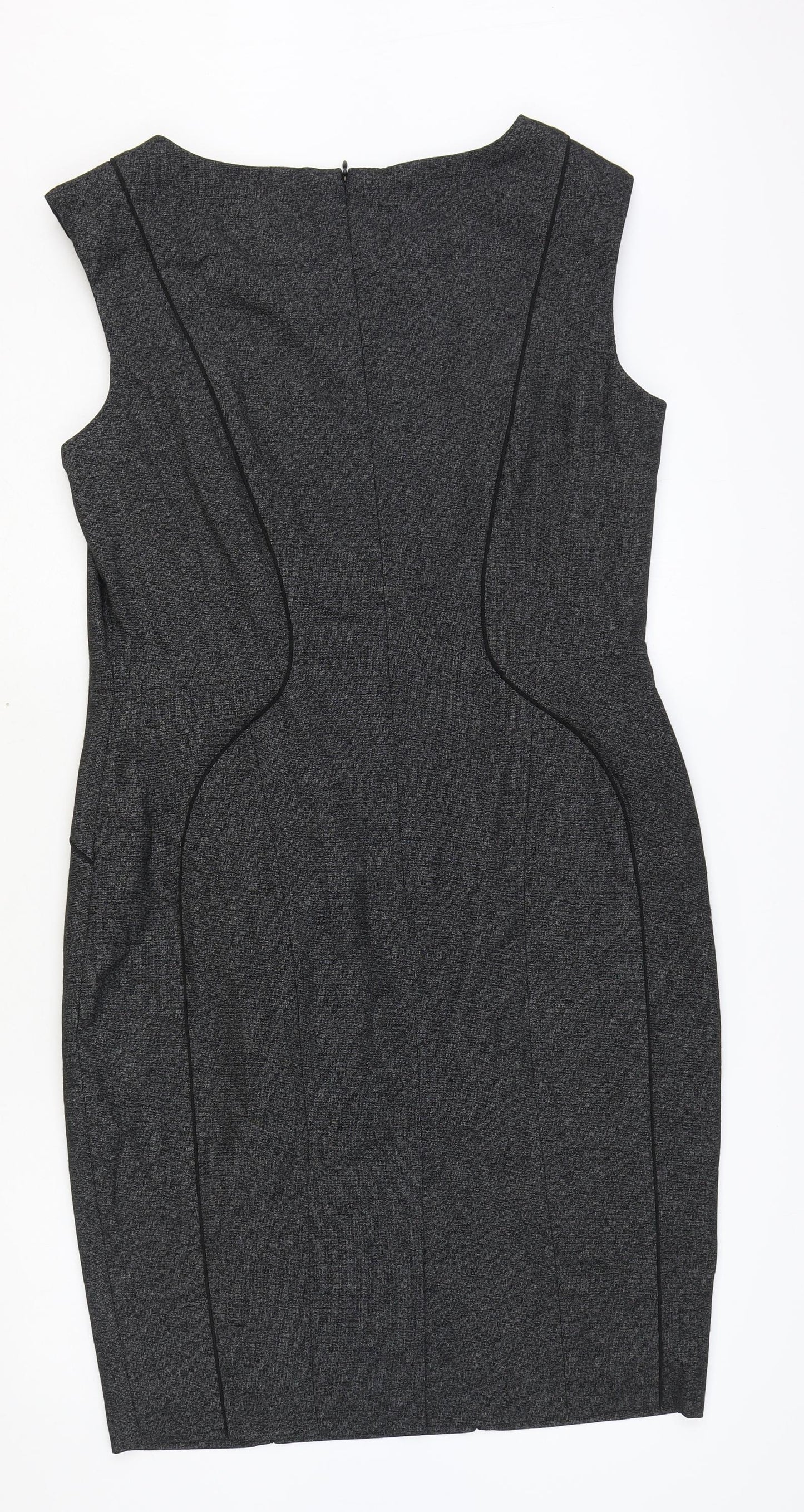 NEXT Womens Grey Polyester Pencil Dress Size 12 Boat Neck Zip