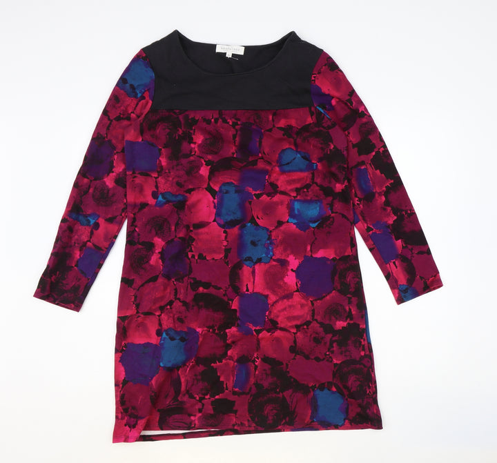 Braintree Womens Pink Geometric Cotton Shift Size M Round Neck Pullover
