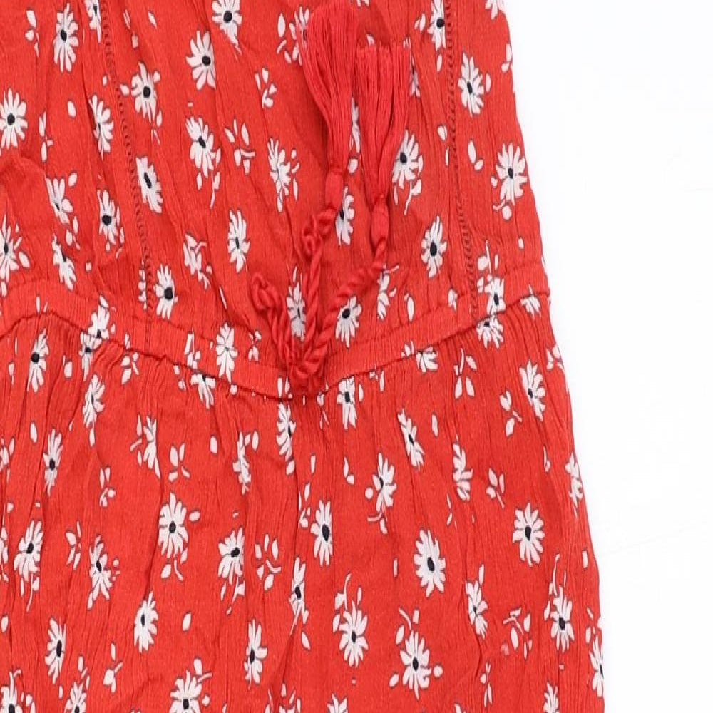 NEXT Girls Red Floral Viscose Jumpsuit One-Piece Size 11 Years Pullover
