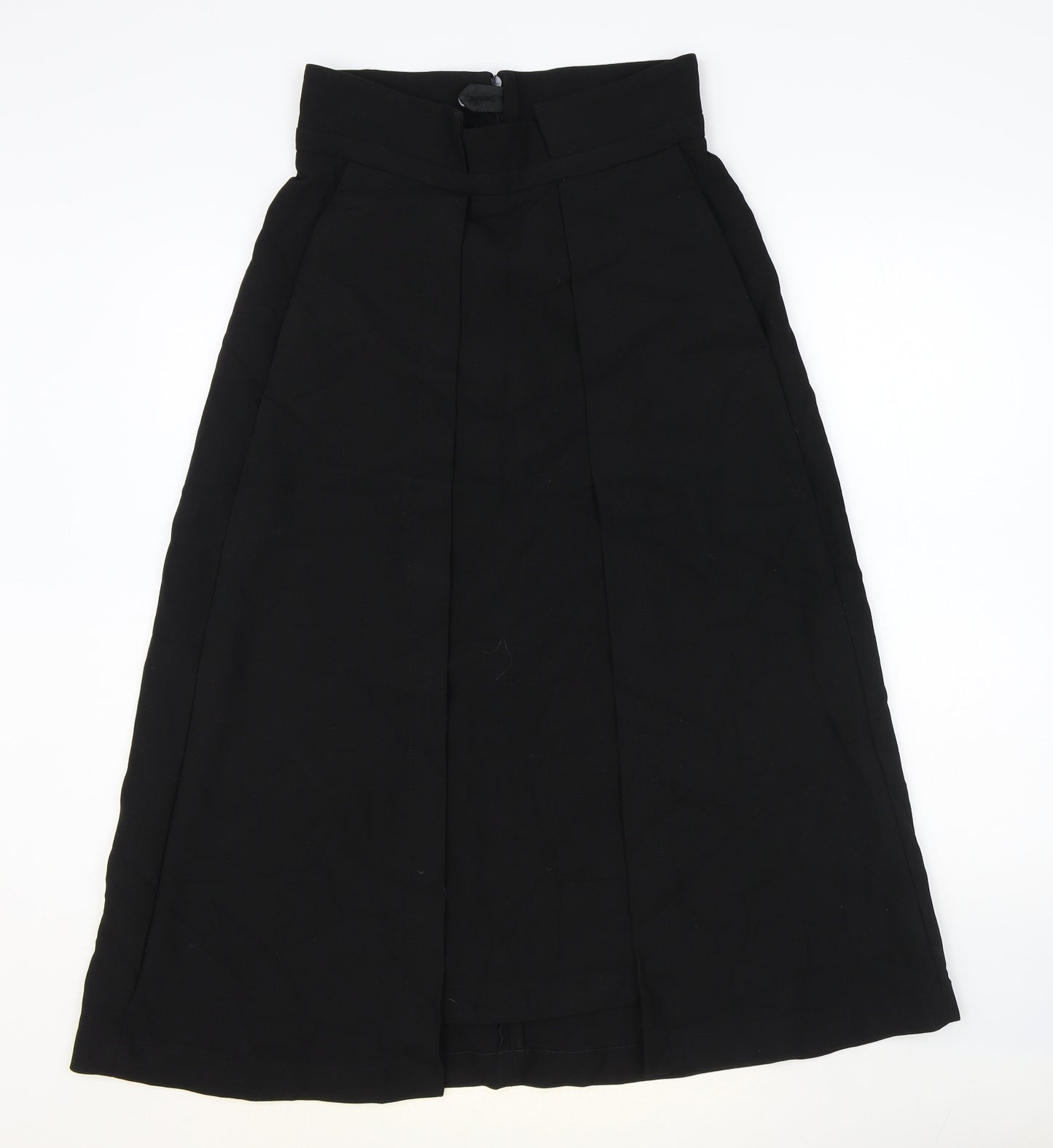 Riani Womens Black Herringbone Polyester Swing Skirt Size 10 Zip