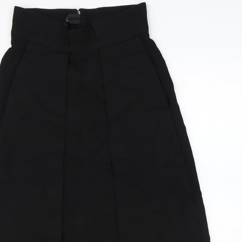Riani Womens Black Herringbone Polyester Swing Skirt Size 10 Zip