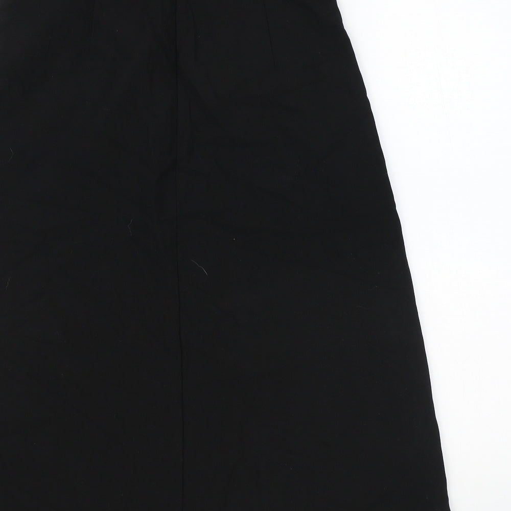 Riani Womens Black Herringbone Polyester Swing Skirt Size 10 Zip