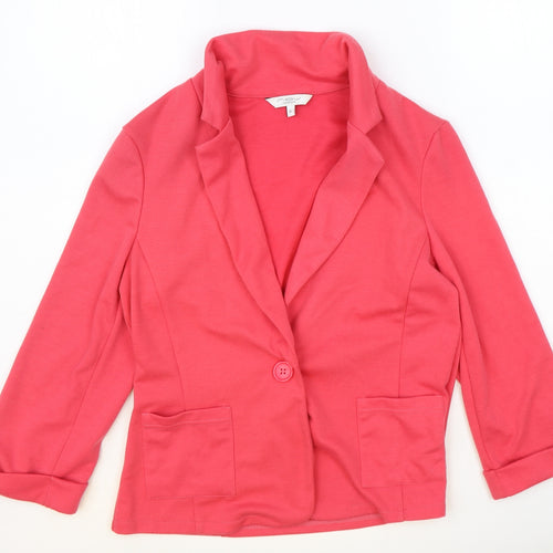 New Look Womens Pink Polyester Jacket Blazer Size 10