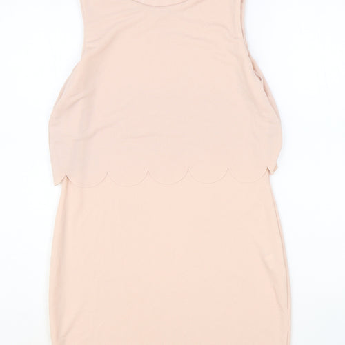 Boohoo Womens Pink Polyester Mini Size 14 Round Neck Pullover