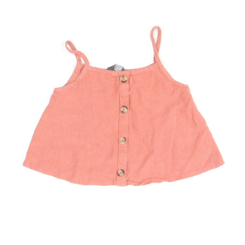 Primark Girls Pink Viscose Basic Blouse Size 7-8 Years Square Neck Pullover