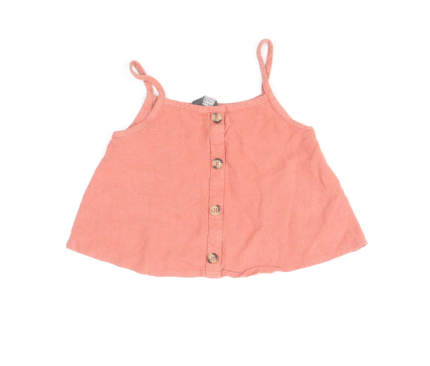 Primark Girls Pink Viscose Basic Blouse Size 7-8 Years Square Neck Pullover