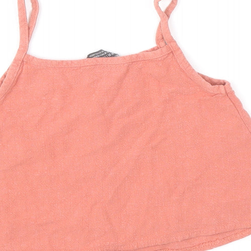 Primark Girls Pink Viscose Basic Blouse Size 7-8 Years Square Neck Pullover